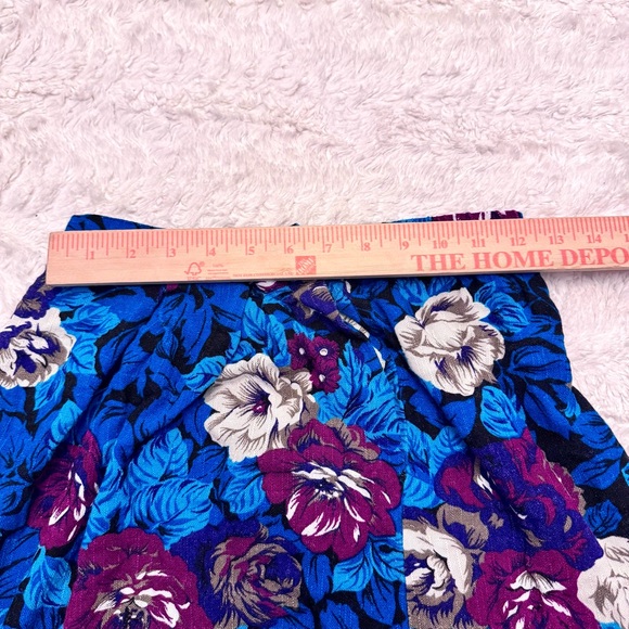 Vintage 80’s size 12 Danielle B Floral Midi Skirt Blue & Purple Tropical vibes - Picture 4 of 7